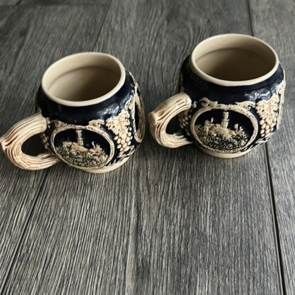 Vintage German mug Marzi Remy Stein Mug Ehrenburg Drachenfels set of 2